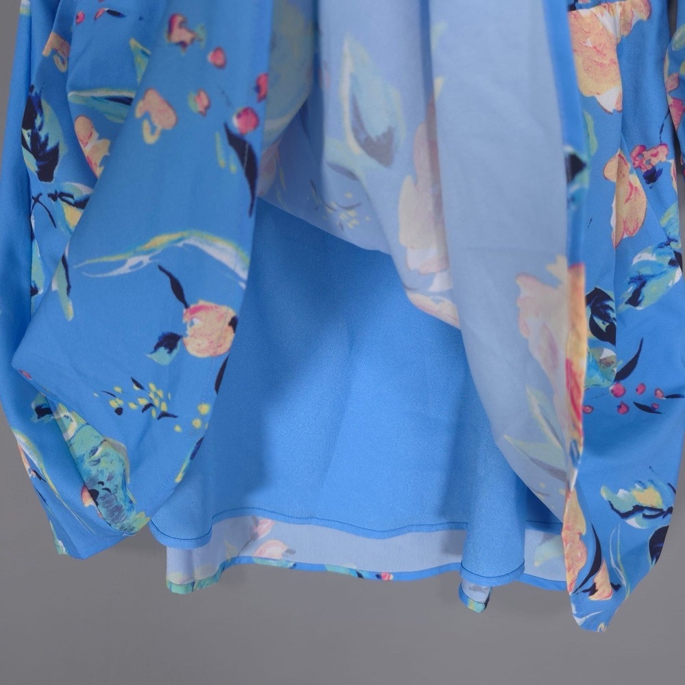 NWT Anthropologie YUMI KIM Mini Dress LARGE Blue Rose Garden One Shoulder Floral - Picture 11 of 12